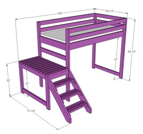 Do-it-yourself attic bed: photo reports, drawings