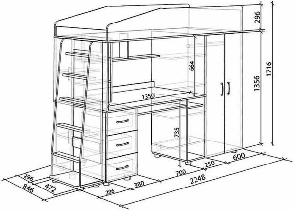 Do-it-yourself attic bed: photo reports, drawings