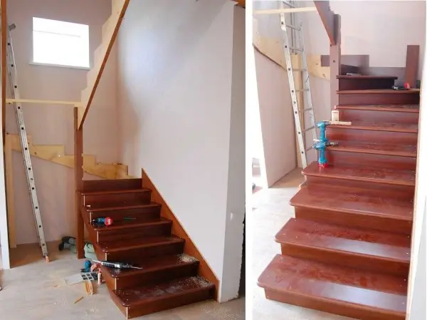 Do-it-yourself staircase to the second floor: spiral, mid-flight, on the rails, photo, video
