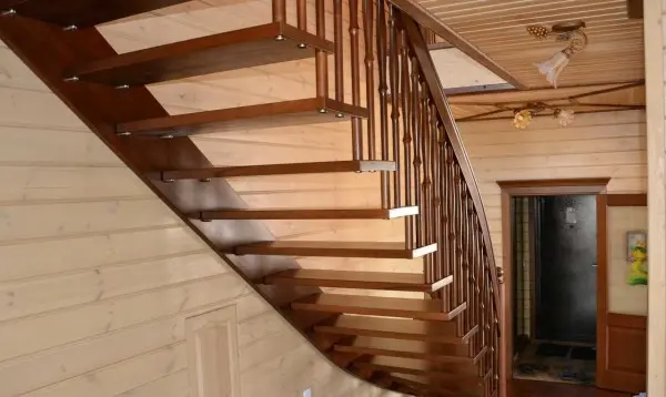 Do-it-yourself staircase to the second floor: spiral, mid-flight, on the rails, photo, video