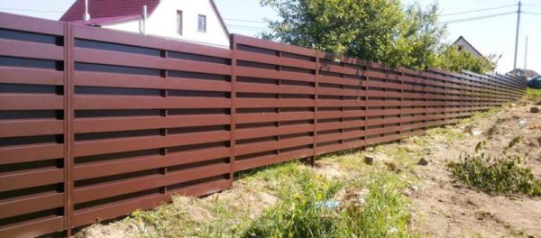 Fence from a metal picket fence: types, installation, photo