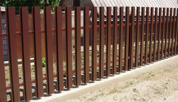 Fence from a metal picket fence: types, installation, photo