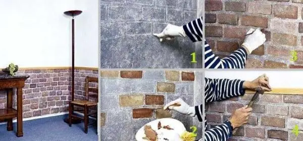 Imitation of a brick wall (masonry) with your own hands: 7 ways, photos and videos