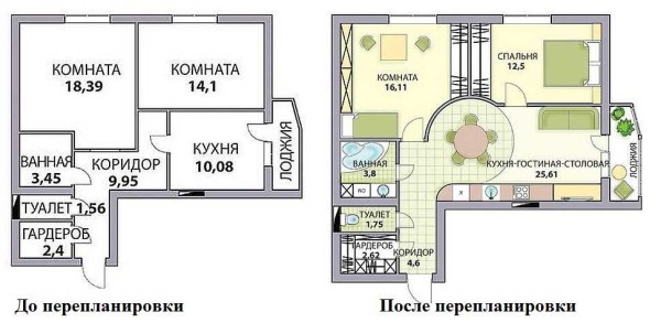 Options for redevelopment of apartments (20 pcs): 1,2,3,4 rooms