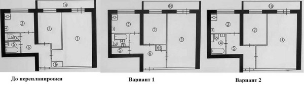 Options for redevelopment of apartments (20 pcs): 1,2,3,4 rooms