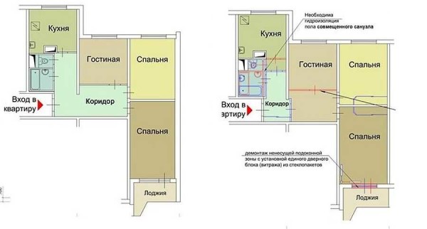 Options for redevelopment of apartments (20 pcs): 1,2,3,4 rooms