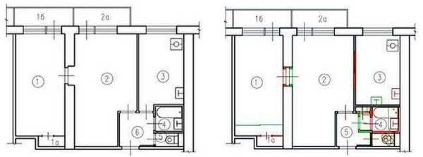 Options for redevelopment of apartments (20 pcs): 1,2,3,4 rooms