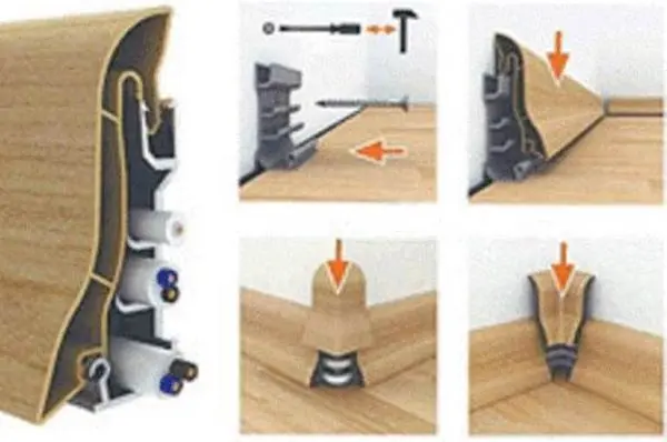 Plastic floor plinth: types, sizes, methods of fastening