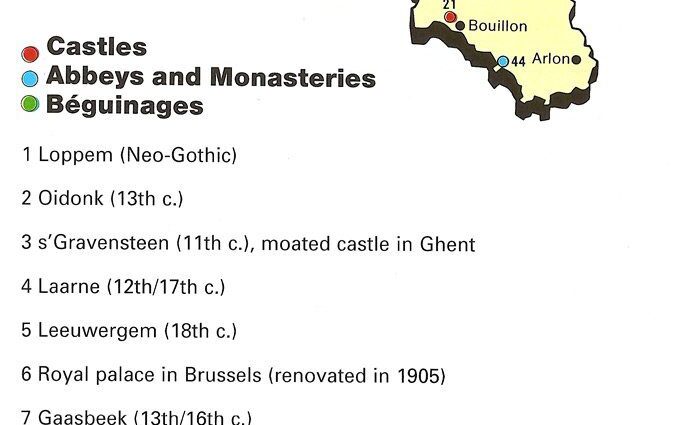 Belgium &#8211; Castles and Monasteries Map