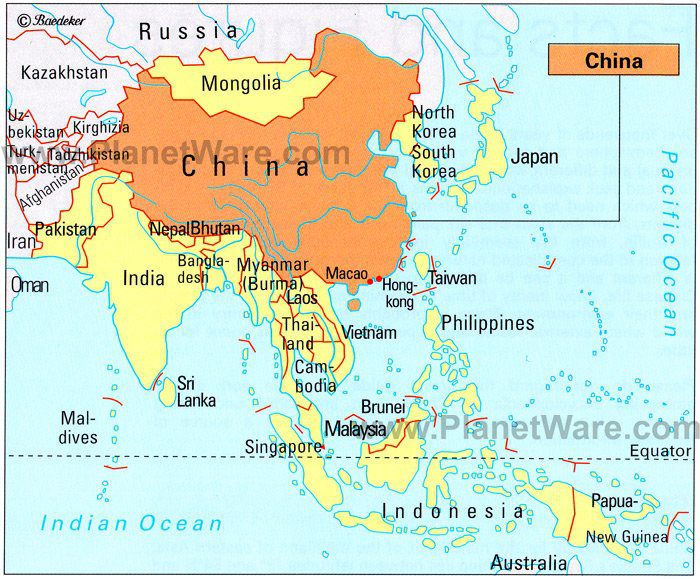 China - Neighbouring Countries Map