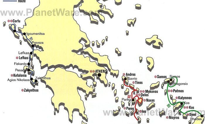 Greece &#8211; Island hopping Routes Map