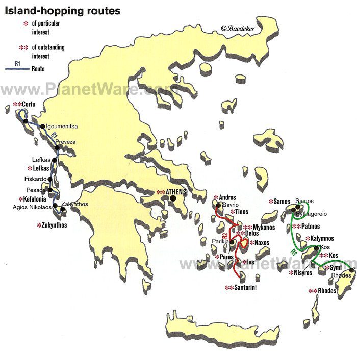 Greece - Island hopping Routes Map