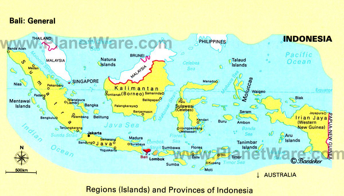 Regions and Provinces of Indonesia Map