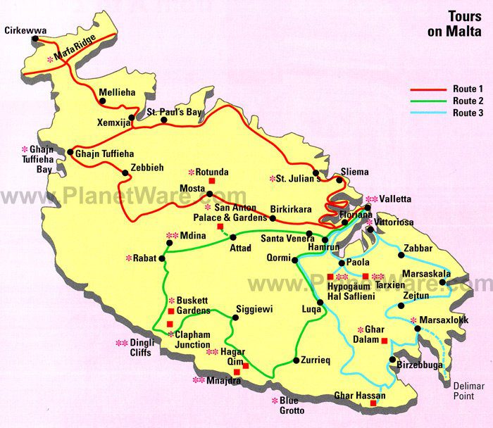 Tours on Malta Map